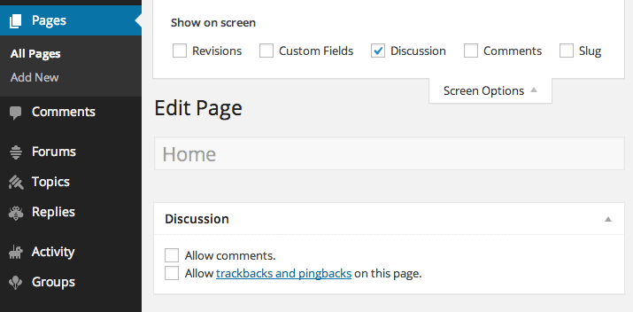 Removing comments on individual pages